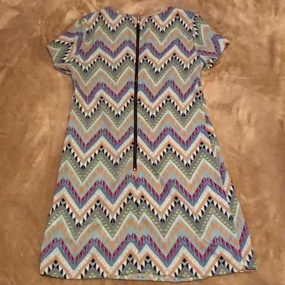 Geometric Print Lush Dress with Cut Out Neck - Picture 8 of 9